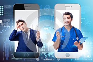 Telemedicine concept with doctor examining remotely