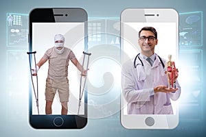 Telemedicine concept with doctor examining remotely
