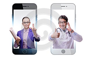 Telemedicine concept with doctor examining remotely