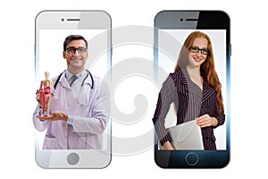 Telemedicine concept with doctor examining remotely