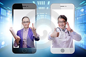 Telemedicine concept with doctor examining remotely