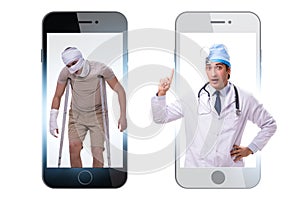 Telemedicine concept with doctor examining remotely