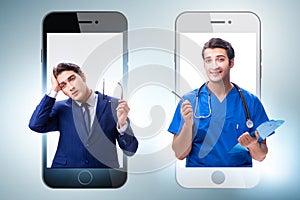 Telemedicine concept with doctor examining remotely