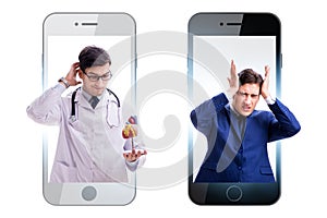 Telemedicine concept with doctor examining remotely