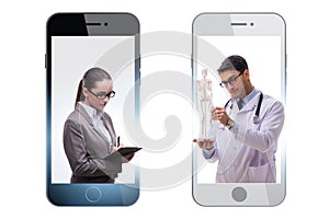 Telemedicine concept with doctor examining remotely