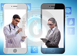 Telemedicine concept with doctor examining remotely