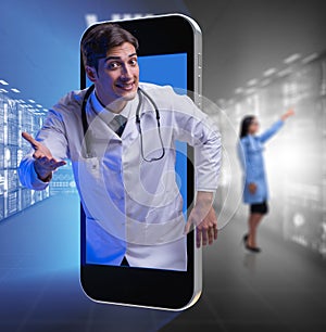 Telemedicine concept with doctor and smartphone