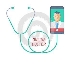 Telemedicine concept. Stethoscope with mobile phone, doctor on t