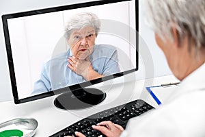 Telemedicine and eHealth with a elderly woman and a female doctor