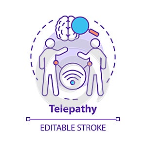 Telepathy concept icon. Mind reading, thought transference idea thin line illustration. Psychic abilities. Brain with