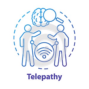 Telepathy concept icon. Mind reading, thought transference idea thin line illustration. Supernatural psychic abilities