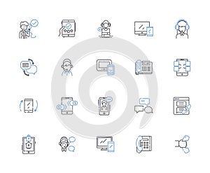 Teleph line icons collection. Call, Ringing, Dialing, Cell, Smartph, Landline, Communication vector and linear photo