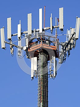 Telephone antennas pylon , blue sky