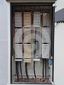 Telephone board panel wires panels cords rack station