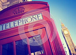 Telephone Booth Big Ben Travel Destinations Concept