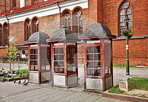 Telephone booth on Vilniaus street in Kaunas. Lithuania