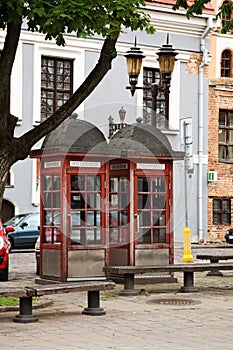 Telephone booth on Vilniaus street in Kaunas. Lithuania