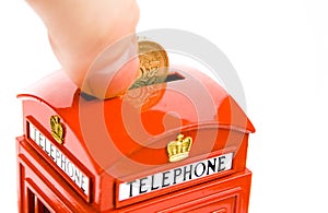 Telephone box money bank