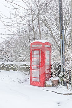 Telephone box in the snow