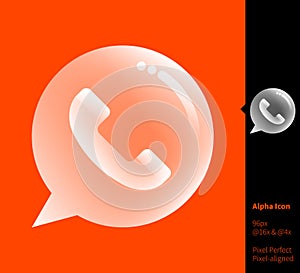 Telephone and bubble alpha icon - vector illustrations for branding, web design, presentation, logo, banners. Transparent gradient
