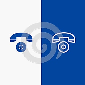 Telephone, Call, Phone Line and Glyph Solid icon Blue banner Line and Glyph Solid icon Blue banner
