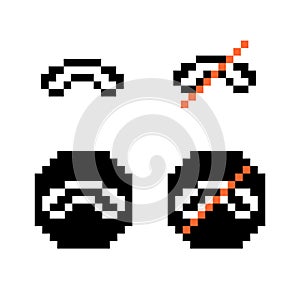 Telephone call pixel icon set. Decline, answer sign. Mobile phone talk