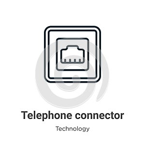 Telephone connector outline vector icon. Thin line black telephone connector icon, flat vector simple element illustration from