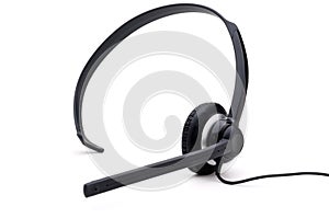 Telephone headset on a white background