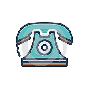 Color illustration icon for Telephone, communication and phone