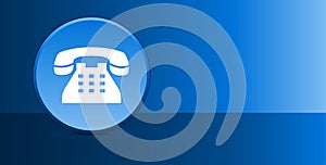 Telephone icon glassy modern blue button abstract background