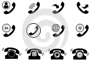 Telephone icon set. Collection of telephone symbols.