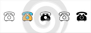 Telephone icon set. Phone contact icon vector illustration