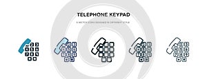 Telephone keypad icon in different style vector illustration. two colored and black telephone keypad vector icons designed in