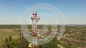 Telephone mast of cell site tower with 5G and 4G base station