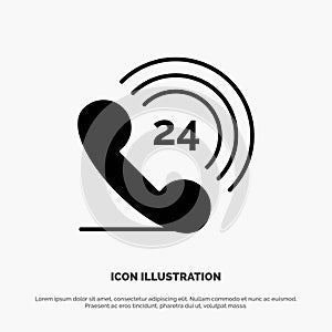 Telephone, Phone, Ringing, 24 Solid Black Glyph Icon