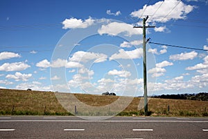 Telephone pole with wires