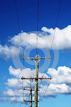 Telephone pole with wires