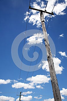 Telephone poles with wires