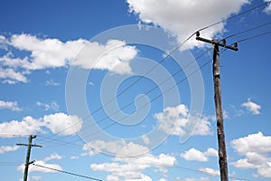 Telephone poles with wires