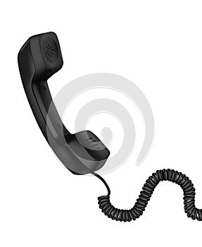 Telephone receiver and cord. Vector.