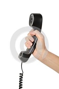 Telephone receiver in hand