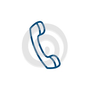 Telephone Receiver Line Blue Icon On White Background. Red Flat Style Vector Illustration