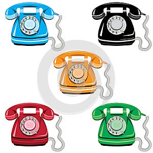 Telephone set, vector old rotary phone
