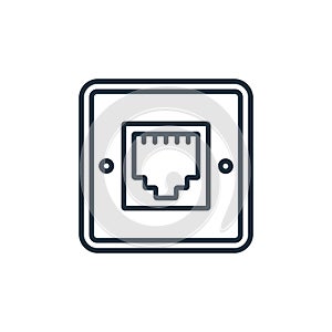 telephone socket vector icon isolated on white background. Outline, thin line telephone socket icon for website design and mobile