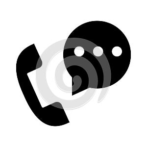 Telephone with speech bubble technical service silhouette style