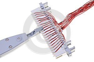 Telephone switchboard panel with punching tool