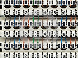 Telephone switchboard panel and wires