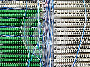 Telephone switchboard panel and wires