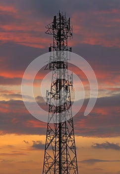 Telephone tower on a twilight sky background