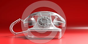 Telephone vintage on red background. 3d illustration